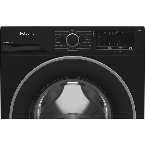 Hotpoint Ariston HB 103B CARE IT, Capacità 10kg, classe A -30%, colore Black, 1400 giri, Display digitale XL, Vapore