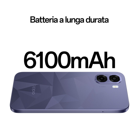 OPPO A6k AI Smartphone, doppia fotocamera 13MP+QVGA, Selfie 5MP, Display 6.75” 120HZ IPS HD+, 6100mAh, RAM 4GB(Esp1GB/2GB/4GB)+ROM 256GB [Versione Italia], Crystal Black