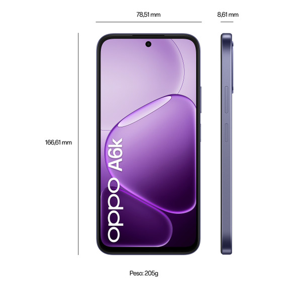 OPPO A6k AI Smartphone, doppia fotocamera 13MP+QVGA, Selfie 5MP, Display 6.75” 120HZ IPS HD+, 6100mAh, RAM 4GB(Esp1GB/2GB/4GB)+ROM 256GB [Versione Italia], Crystal Black