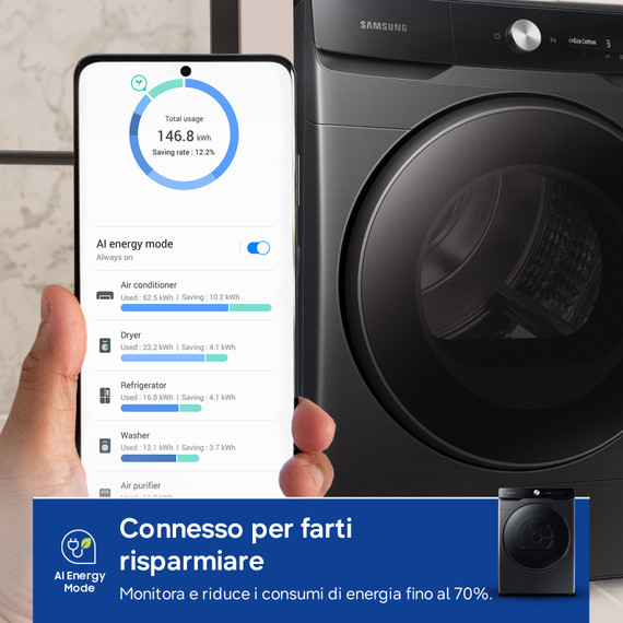 Samsung DV16DG8600BVU3 asciugatrice Libera installazione Caricamento frontale 16 kg Nero