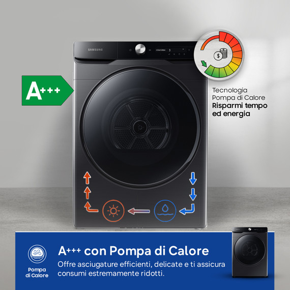 Samsung DV16DG8600BVU3 asciugatrice Libera installazione Caricamento frontale 16 kg Nero