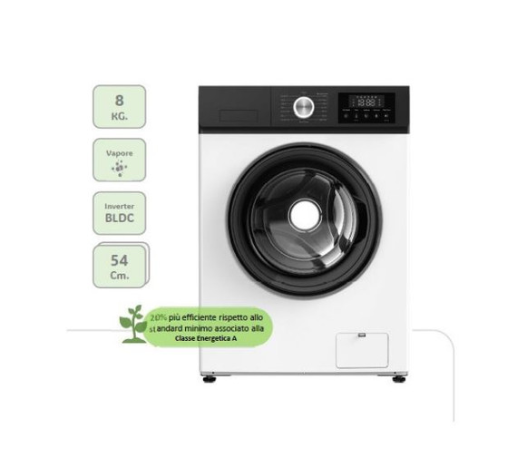 Akai Lavatrice Standard Carica Frontale 8 kg AQUA80125A20-W Classe E 1200 Giri – Bianco