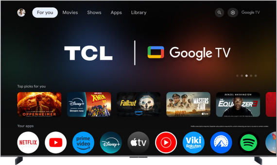 TCL C8L TV 98C8L SQD Mini LED da 98", 4K HDR, 6000 nit, 4.032 zone di dimming, Google TV, 144Hz, Dolby Vision & Atmos, Audio Bang & Olufsen