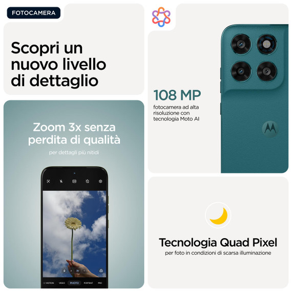 Motorola moto g77 Camera 108MP Dual SIM ibrida Android 16.0 5G USB tipo-C 8 GB 256 GB 5200 mAh Verde