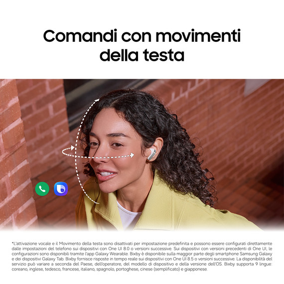 Samsung Galaxy Buds4, White, Corpo in metallo, Altoparlante a 1 via, equalizzatore adattivo, Chiamate cristalline, Audio a 360°, ANC, Controllo adattivo del rumore Connessione senza interruzioni e One UI, Galaxy AI pronto ai comandi vocali
