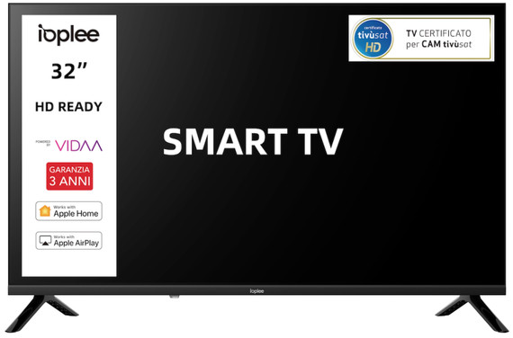 IOPLEE IOP32SMART TV 32" HD, Sistema operativo VIDAA, Triplo tuner DVBT2/C/S2, Certificato TivuSAT, Dolby Audio, Parental Control