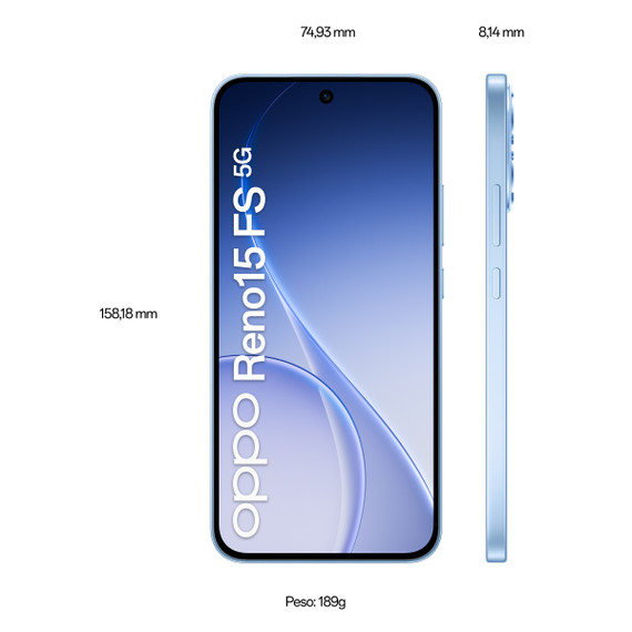 OPPO Reno15 FS 5G AI Smartphone, Tripla fotocamera 50+8+2MP, Selfie 50MP, Display 6.57” 120HZ AMOLED FHD+, 6500mAh, RAM 8GB(Esp2GB/4GB/8GB)+ROM 512GB [Versione Italia], Aurora Blue