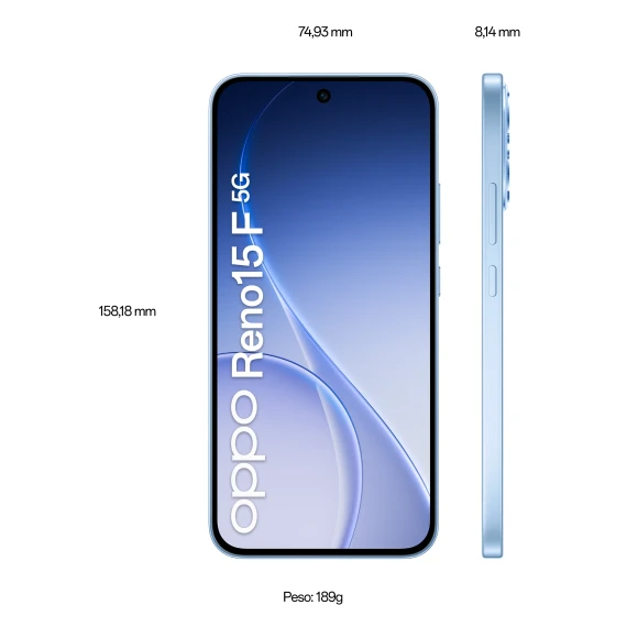 OPPO Reno15 F 5G 16,9 cm (6,57") AMOLED Doppia SIM USB tipo-C 8 GB 256 GB 7000mAh 80W - Aurora Blue