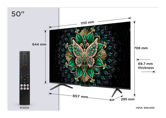 TCL C6K Serie Smart TV QD-MiniLED 4K 50" 50C6K, 144Hz, Dolby Vision IQ & Atmos, Google TV