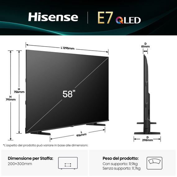 Hisense Smart TV QLED 58" 4K 58E7Q