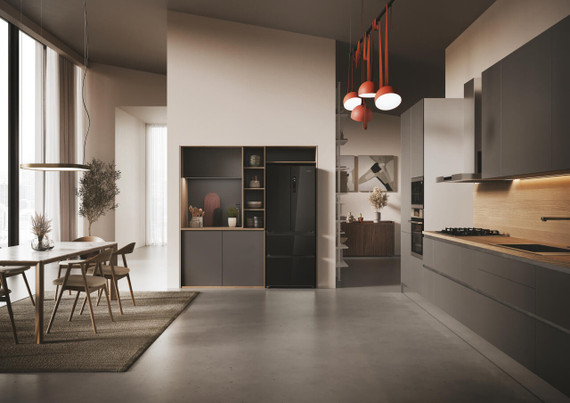 Haier HFR3718ENGB Libera installazione 402 L Nero