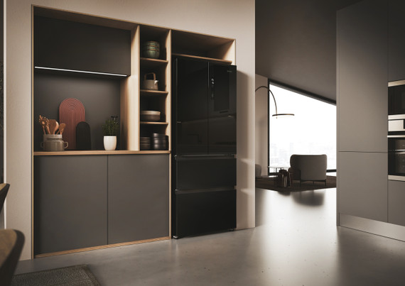 Haier HFR3718ENGB Libera installazione 402 L Nero