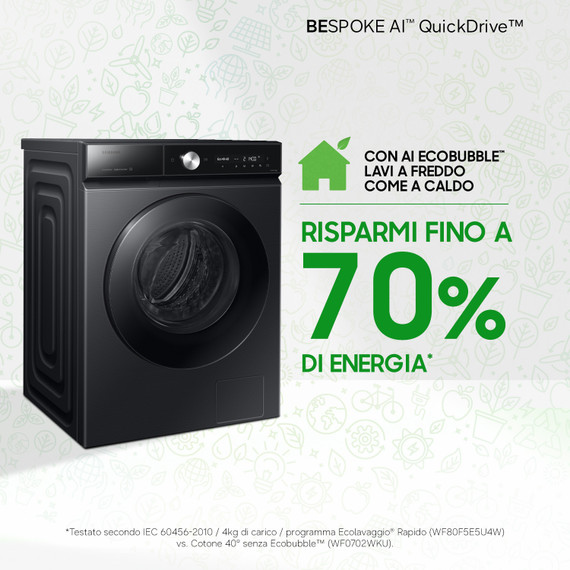 Samsung QuickDrive 8000 Series WW90DB8U95GB lavatrice Caricamento frontale 9 kg 1400 Giri/min Nero