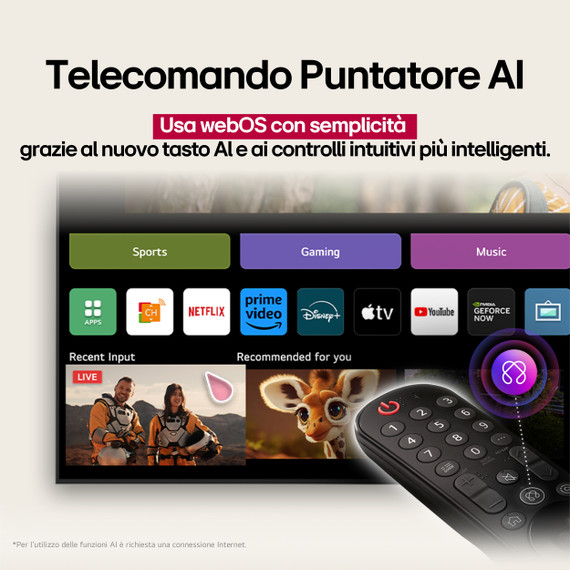 LG QNED AI 55QNED80A6A TV Serie QNED80 55'' 4K, α7 Gen8, HDR10, 20W, 3 HDMI con Game Optimizer, Smart TV WebOS 25