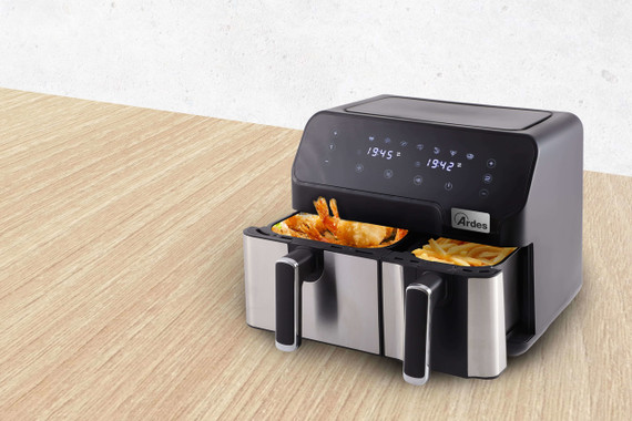 Ardes ARFRYA03D friggitrice Doppia 9 L Indipendente Friggitrice ad aria calda Nero, Acciaio inox