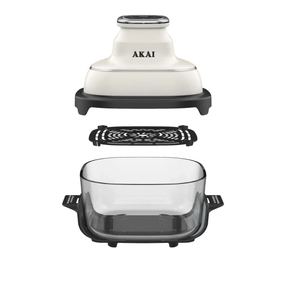 Akai Friggitrice Ad Aria Digitale 4,2L 1500W Bianca con Contenitore in Vetro