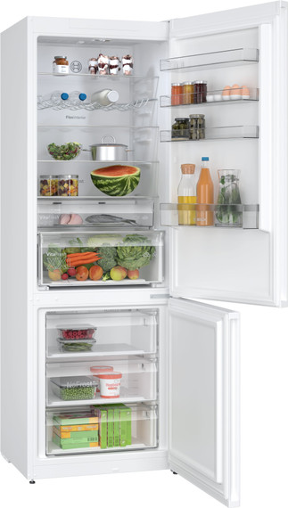 Bosch Serie 4 KGN497WDF Frigorifero Combinato da libera installazione 203 x 70 cm Bianco Classe D