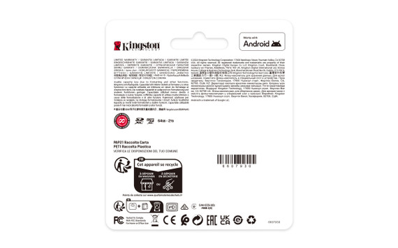 Kingston Technology 256GB microSDXC Canvas Select Plus Gen3 150MB/s A1 (Adattatore SD incluso)