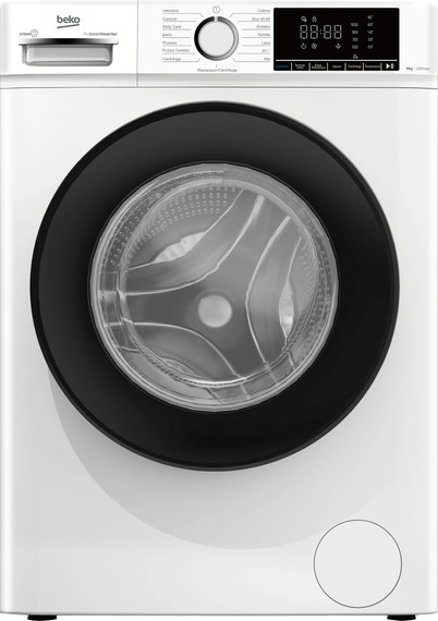 Beko b100 BMX8126DB 8kg classe A bianco, inverter 1200 giri, display XL, oblò nero, vapore