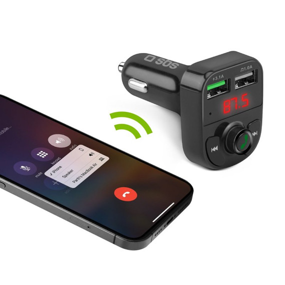 SBS TECARFM2USB Caricabatterie per dispositivi mobili Telefono cellulare Nero Accendisigari Carica wireless Ricarica rapida Auto