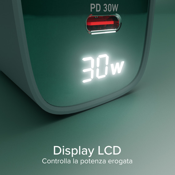SBS TETRGANLCD1USB1C30A Caricabatterie per dispositivi mobili Universale Azzurro AC Ricarica rapida Interno
