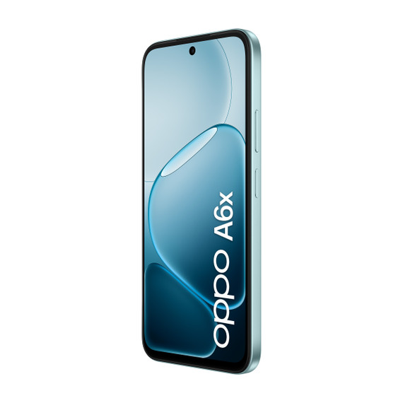 OPPO A6x AI Smartphone, doppia fotocamera 13MP+QVGA, Selfie 5MP, Display 6.75” 120HZ IPS HD+, 6100mAh, RAM 4GB(Esp1GB/2GB/4GB)+ROM 128GB [Versione Italia], Ice Blue