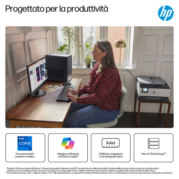 HP OmniDesk M02-0027nl PC Intel® Core™ i5 i5-13400 16 GB DDR5-SDRAM 512 GB SSD Windows 11 Home Tower Nero, Argento