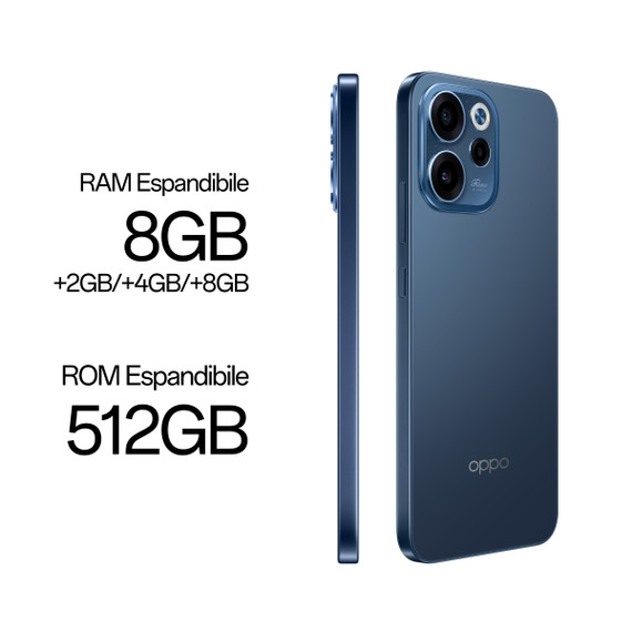 OPPO Reno15 FS 5G AI Smartphone, Tripla fotocamera 50+8+2MP, Selfie 50MP, Display 6.57” 120HZ AMOLED FHD+, 6500mAh, RAM 8GB(Esp2GB/4GB/8GB)+ROM 512GB [Versione Italia], Twilight Black