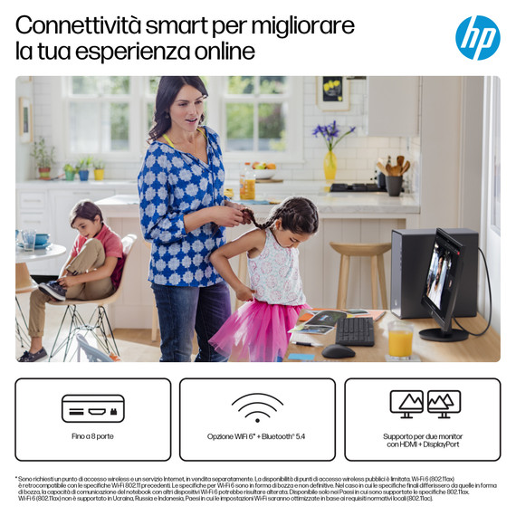 HP OmniDesk Desktop M02-0019nl PC Intel® Core™ i5 i5-13400 16 GB DDR5-SDRAM 512 GB SSD Windows 11 Home Tower Nero, Argento