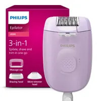 Philips Serie 4000 Epilatore con filo lilla con 4 accessori BRE257/00