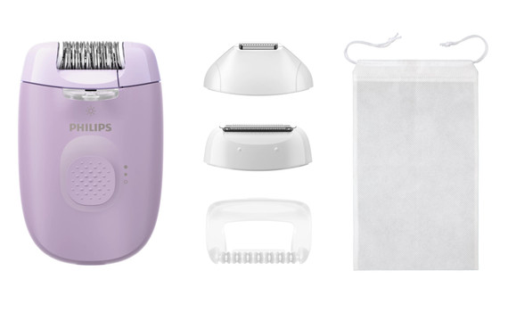 Philips Serie 4000 Epilatore con filo lilla con 4 accessori BRE257/00
