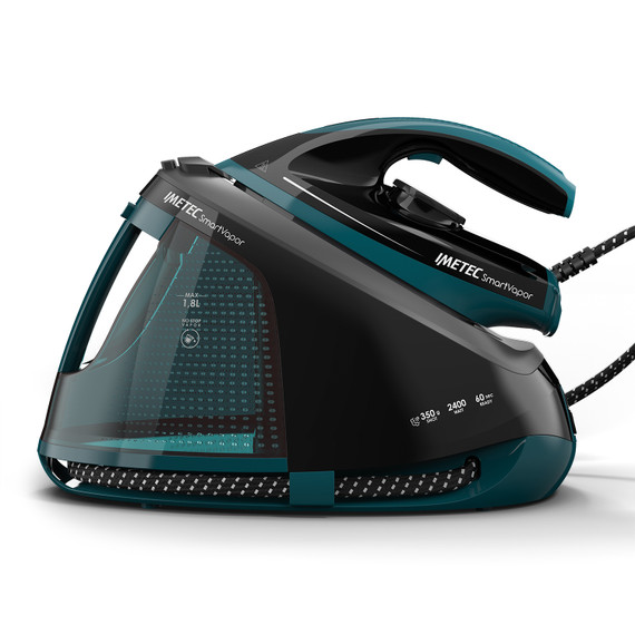 Imetec Smartvapor Ferro da Stiro Generatore di Vapore, Vapore 2 volte più potente, Fino a 6,0 Bar Pump, 2400 W, Colpo di vapore da 350 g, Piastra Fluid Ceramic PRO, Carica continua con serbatoio estraibile da 1,8 l, Sistema di Pulizia Calc Clean
