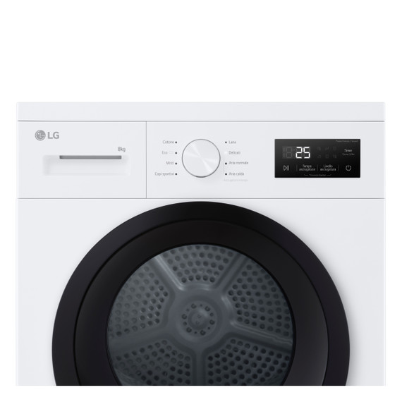 LG RNA1008NWK Asciugatrice 8kg Pompa di calore, Classe D, 8 programmi, Sensore asciugatura