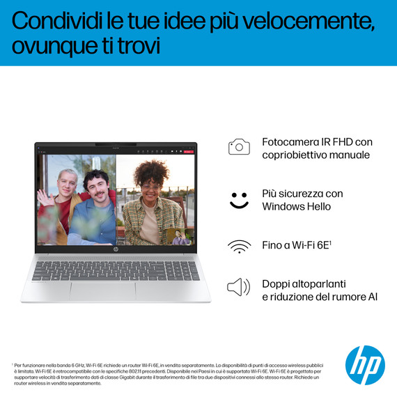 HP OmniBook 5 LaptopAI 16-af1003nlx Intel Core Ultra 5 225U Computer portatile 40,6 cm (16") 2K 16 GB LPDDR5x-SDRAM 512 GB SSD Wi-Fi 6 (802.11ax) Windows 11 Home AI PC Argento