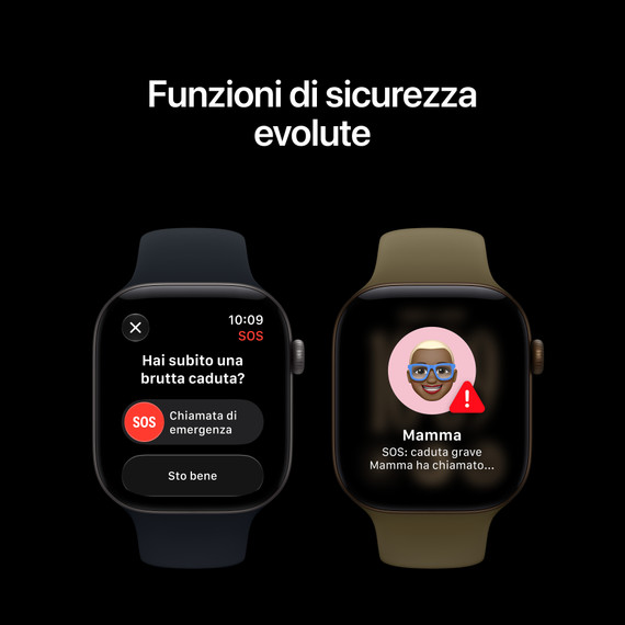 Apple Watch Series 12 GPS, cassa 46 mm in alluminio color bronzo scuro con cinturino Sport oliva - M/L