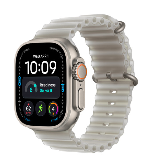 Apple Watch Ultra 4 GPS + Cellular, Cassa 49 mm in titanio naturale con cinturino Ocean grigio traslucido