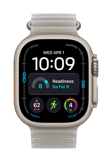 Apple Watch Ultra 4 GPS + Cellular, Cassa 49 mm in titanio naturale con cinturino Ocean grigio traslucido