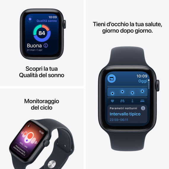 Apple Watch SE (3nd generation) SE 3 GPS, Cassa 40 mm in alluminio galassia con Cinturino Sport sabbia - S/M