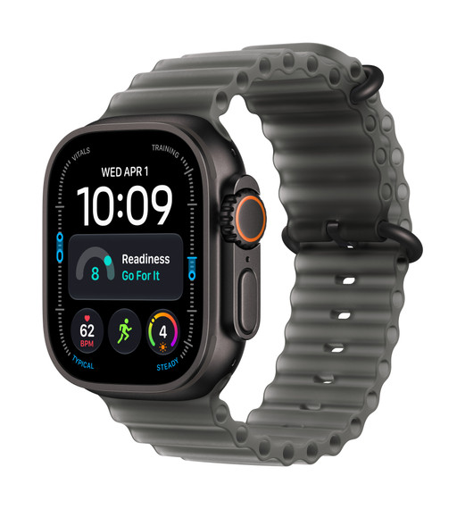 Apple Watch Ultra 4 GPS + Cellular, Cassa 49 mm in titanio nero con cinturino Ocean nero traslucido