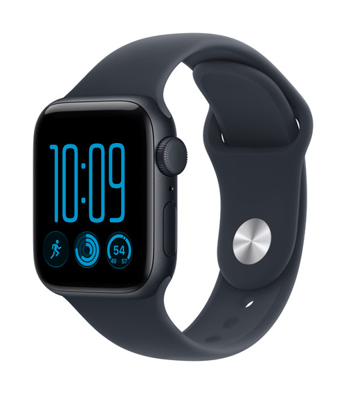 Apple Watch SE (3nd generation) SE 3 GPS, Cassa 40 mm in alluminio mezzanotte con Cinturino Sport blu marino - S/M