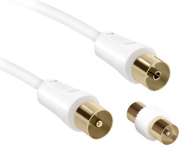 5m Cavo Coassiale 2fach Schermato Bianco TV Radio #e344 - Foto 5