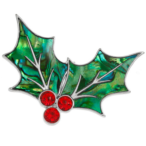 Tide Jewellery inlaid Paua shell Holly brooch Tide Jewellery inlaid Paua shell Holly brooch