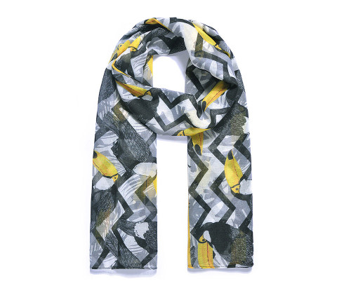 Black/Yellow Toucan Digital Print Scarf