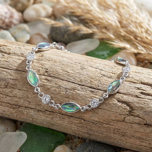 Tide Jewellery inlaid Paua shell Oval section design bracelet