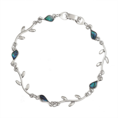 Tide Jewellery inlaid Paua shell Bird and branch design bracelet