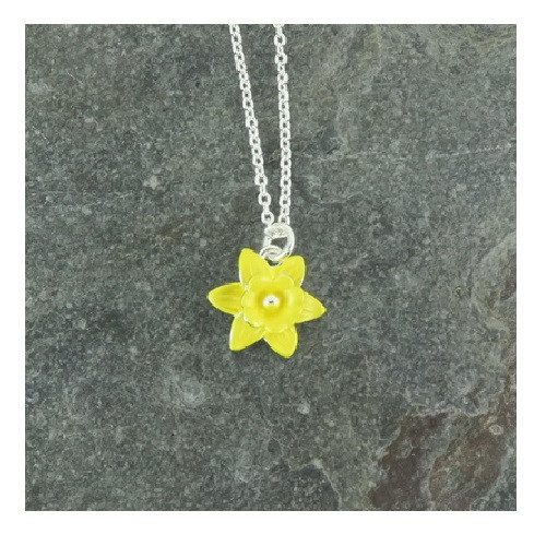 Silver Plated Daffodil Mini Pendant with gift box