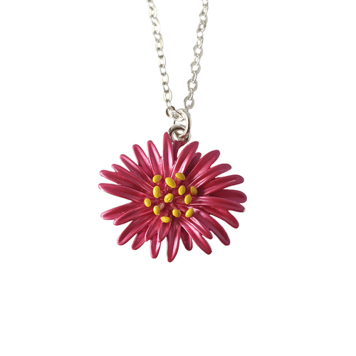 Silver Finish Aster Fucshia Pendant Silver Finish Aster Fucshia Pendant