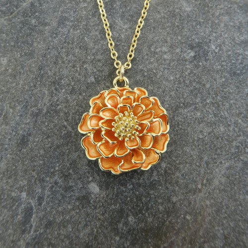 Gold Finish Marigold Orange Pendant