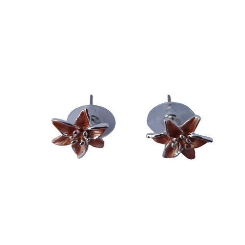 Silver Finish Lilly Orange Earring