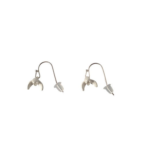 Silver Finish Snowdrop Flower Earring